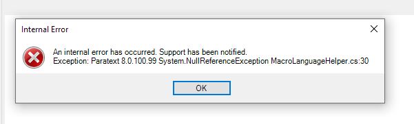 Paratext error message