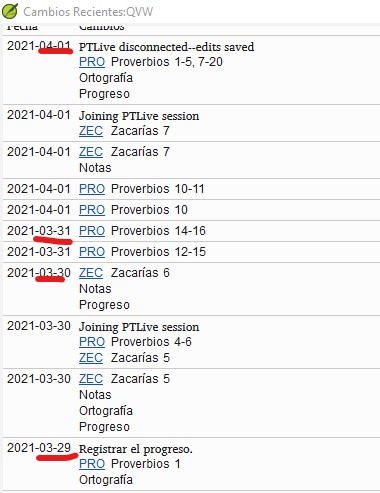cambios recientes