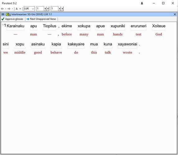 Sg-Uni Interlinearizer via Assignments and Progress