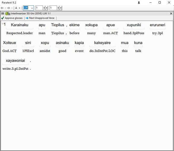 SG-Uni Interlinearizer approved glosses